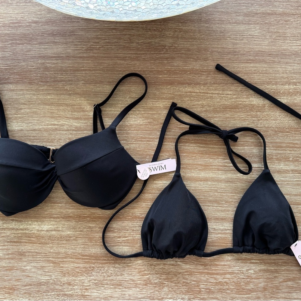 2 Victoria’s Secret bikini tops , black